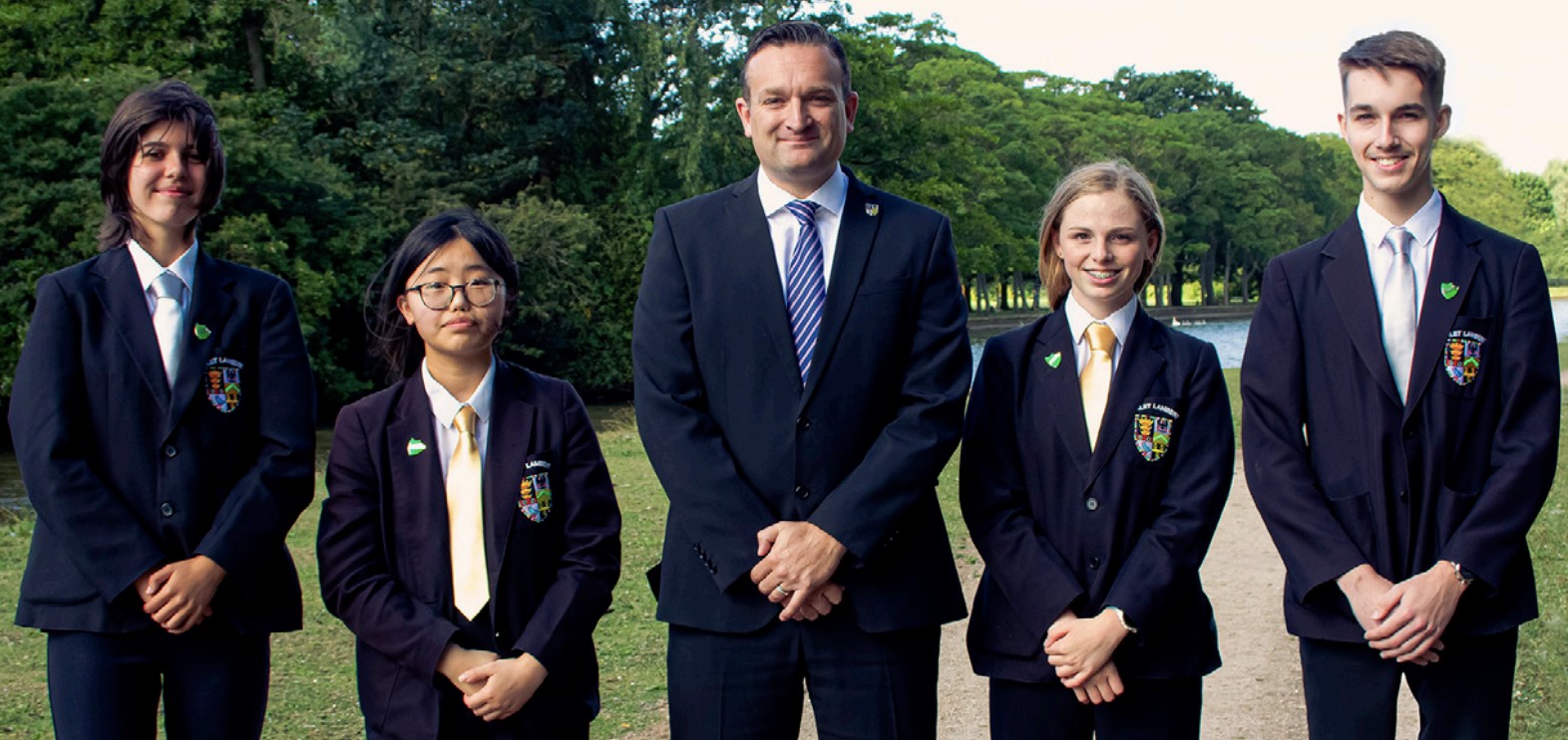 From left to right; Eve W, Selina H, Headteacher Mr Sprakes, Freya R and Harry L